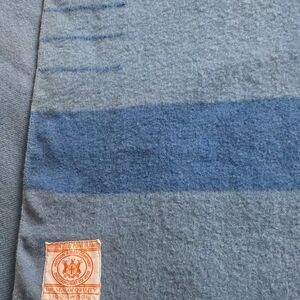 Gray and Blue Wool Blanket
